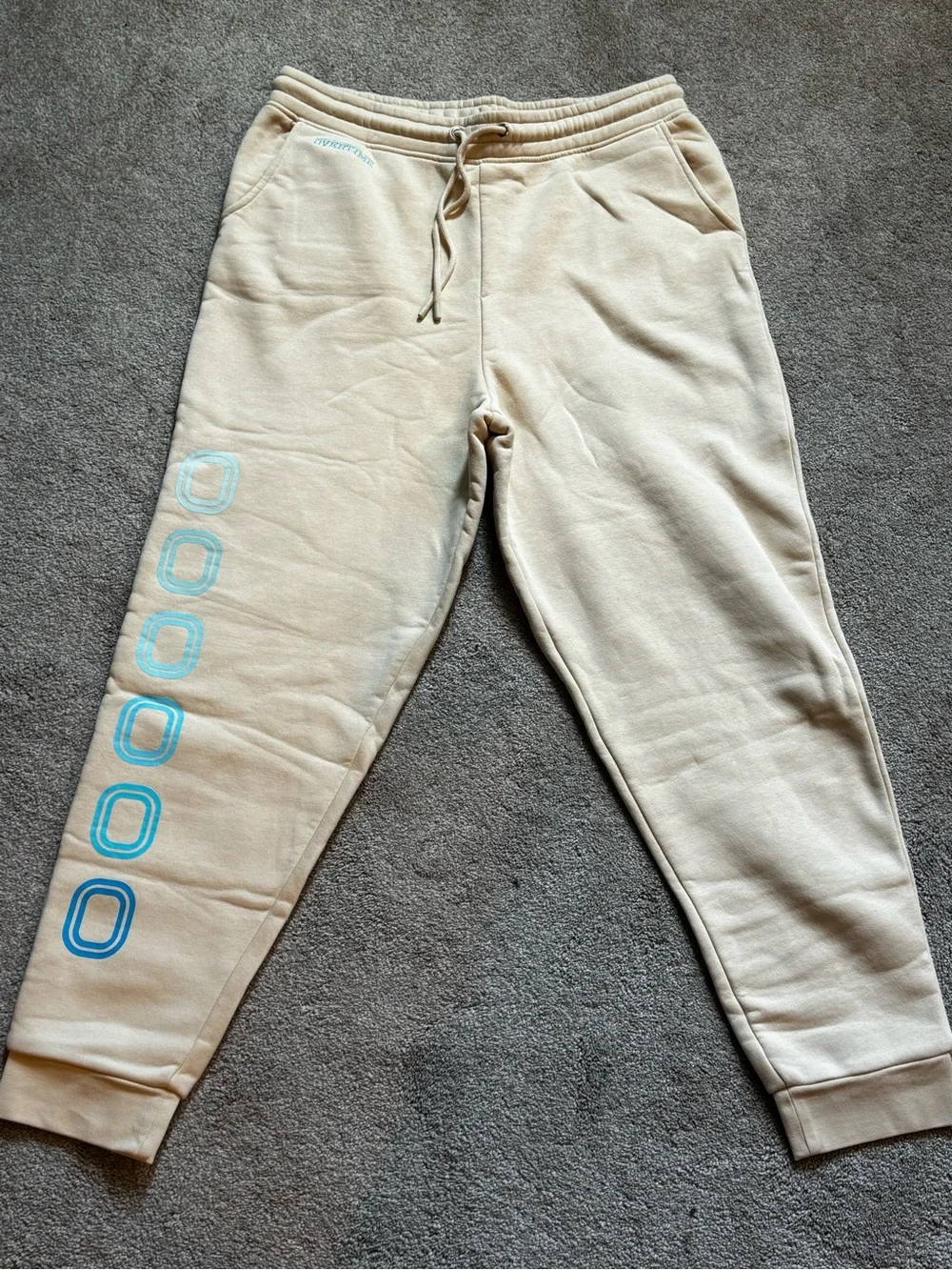 Brand New Overtime Cream Jogger Sweatpants with Blue Graphics 2XL nwt